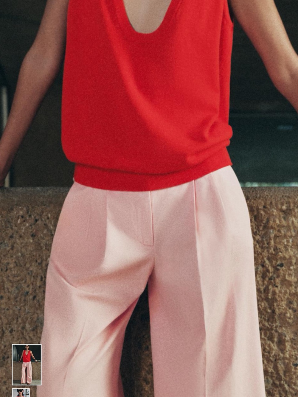 Zara Red Sleeveless V-Neck Knit Top - Picture 2 of 2